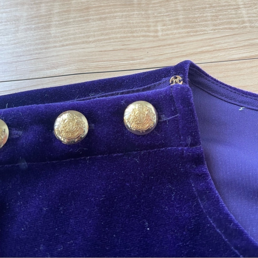 LAUREN Ralph Lauren Petite Large Velvet Tunic Purple Brown 3/4 Sleeve Top - Picture 11 of 11